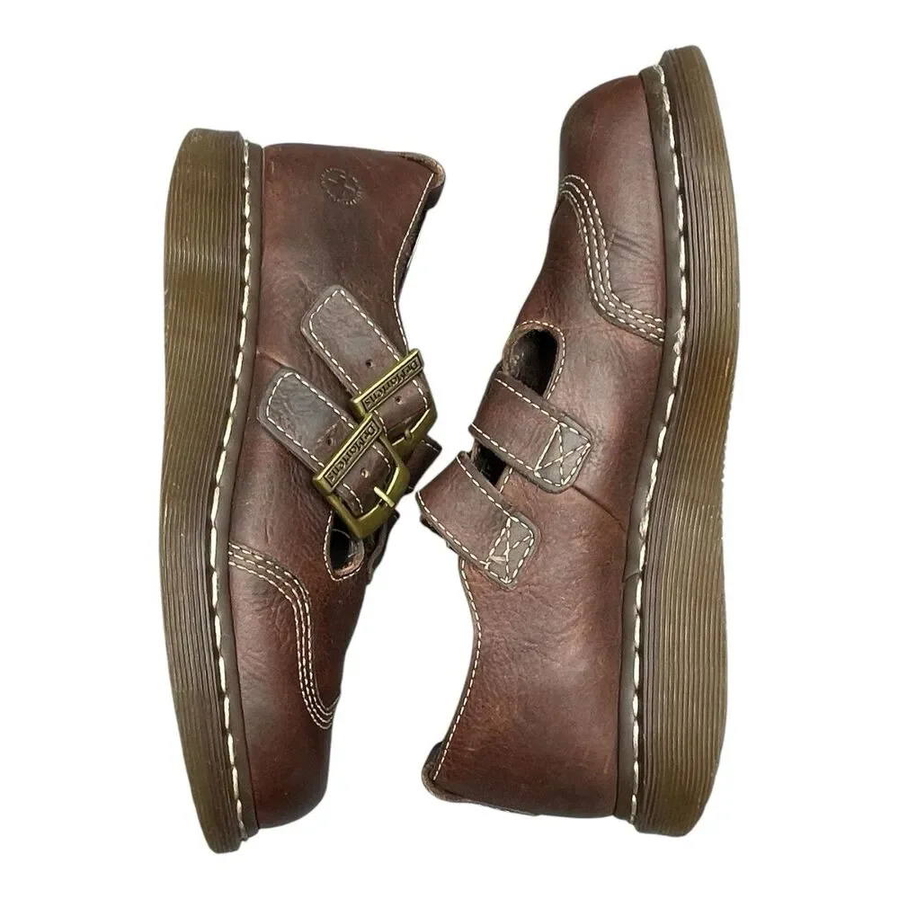 Vintage Brown Dr. Martens CATY 8065 style  Mary Jane Buckle Strap Fisherman US 8